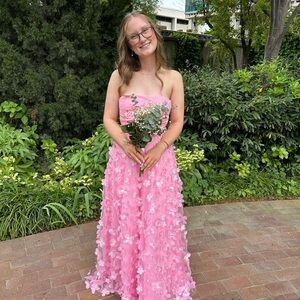 Pink Floral Prom Dress
